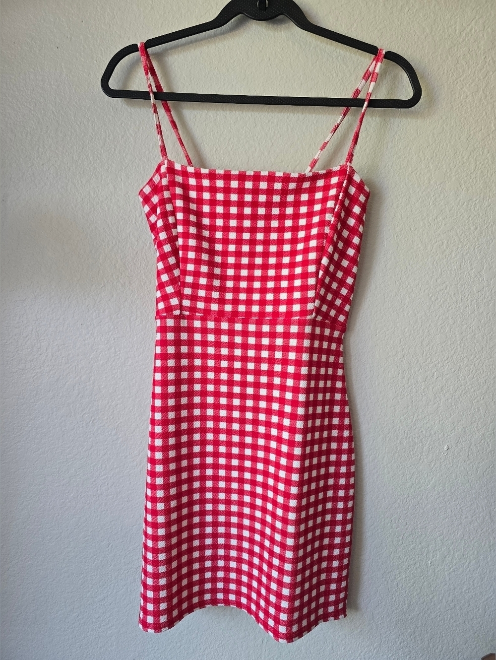 Red gingham mini dress with